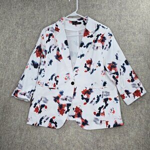 Beninos Womens Floral Print Blazer Jacket XL Polyester Blend